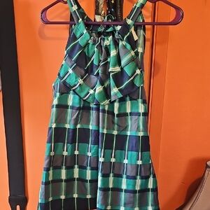 Green and blue banana republic Plaid Sleveless Top